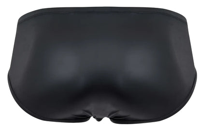 Black glossy finish pikante pik 2118 candy briefs swim trunks with smooth form fitting design visible from front side