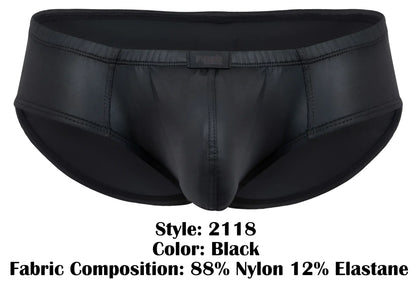 Black pikante pik 2118 candy briefs made of 88 nylon 12 elastane with a sleek shiny finish
