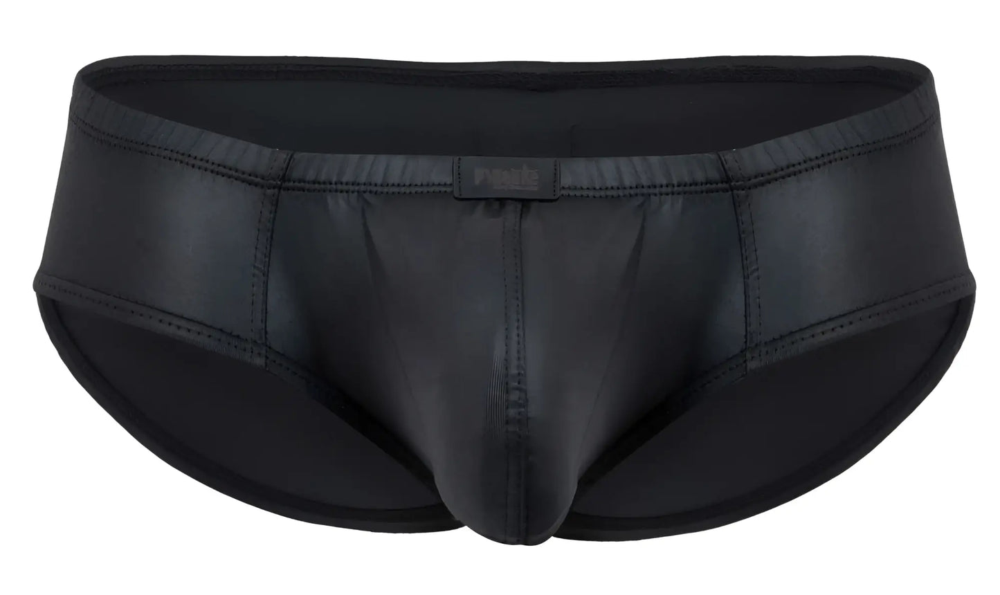 Black patent leather Pikante PIK 2118 Candy briefs with a sleek glossy finish and subtle stitching details