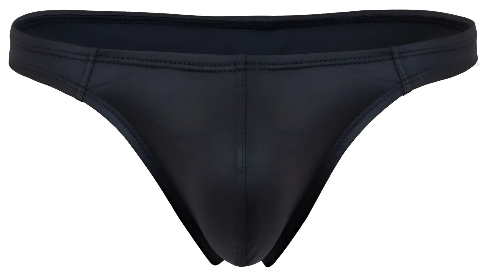 Black glossy finish pikante pik 2119 candy thong made of stretchy smooth seamless fabric shown from the back side