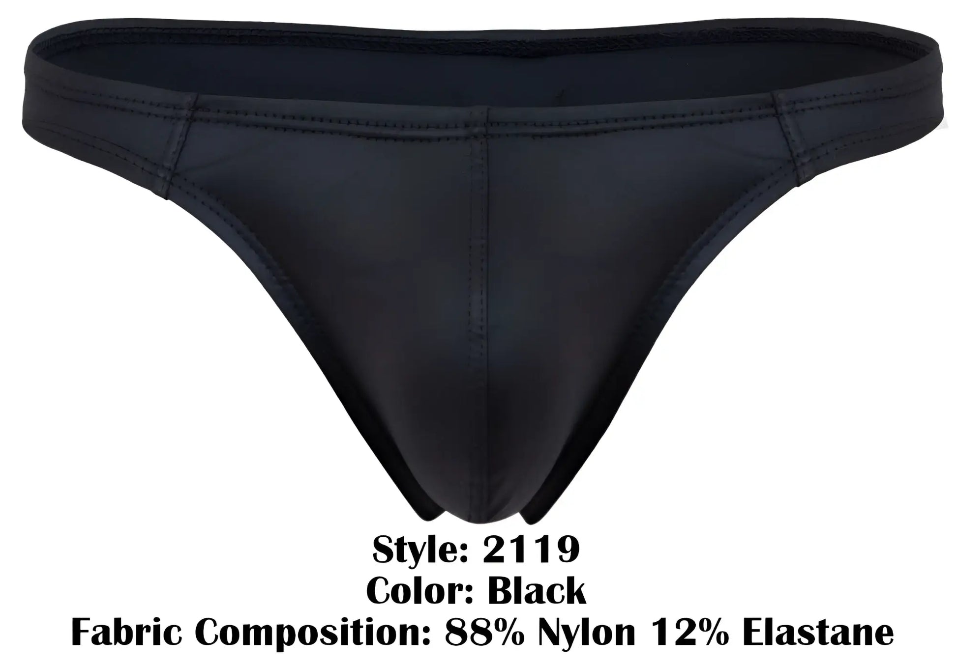 Black pikante PIK 2119 Candy thong made of 88 nylon 12 elastane with smooth form-fitting design and visible stitching