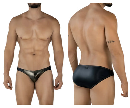 Black and metallic gold pikante PIK 2121 gold cup briefs with a sleek shiny finish for comfortable support