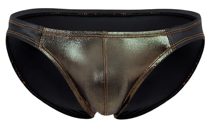 Pikante PIK 2121 gold cup briefs in shiny metallic gold and black with contrasting stitching