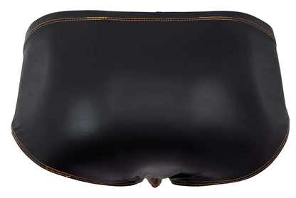 Black leather briefs with contrasting tan stitching edges pikante pik 2122 gold cup briefs color black