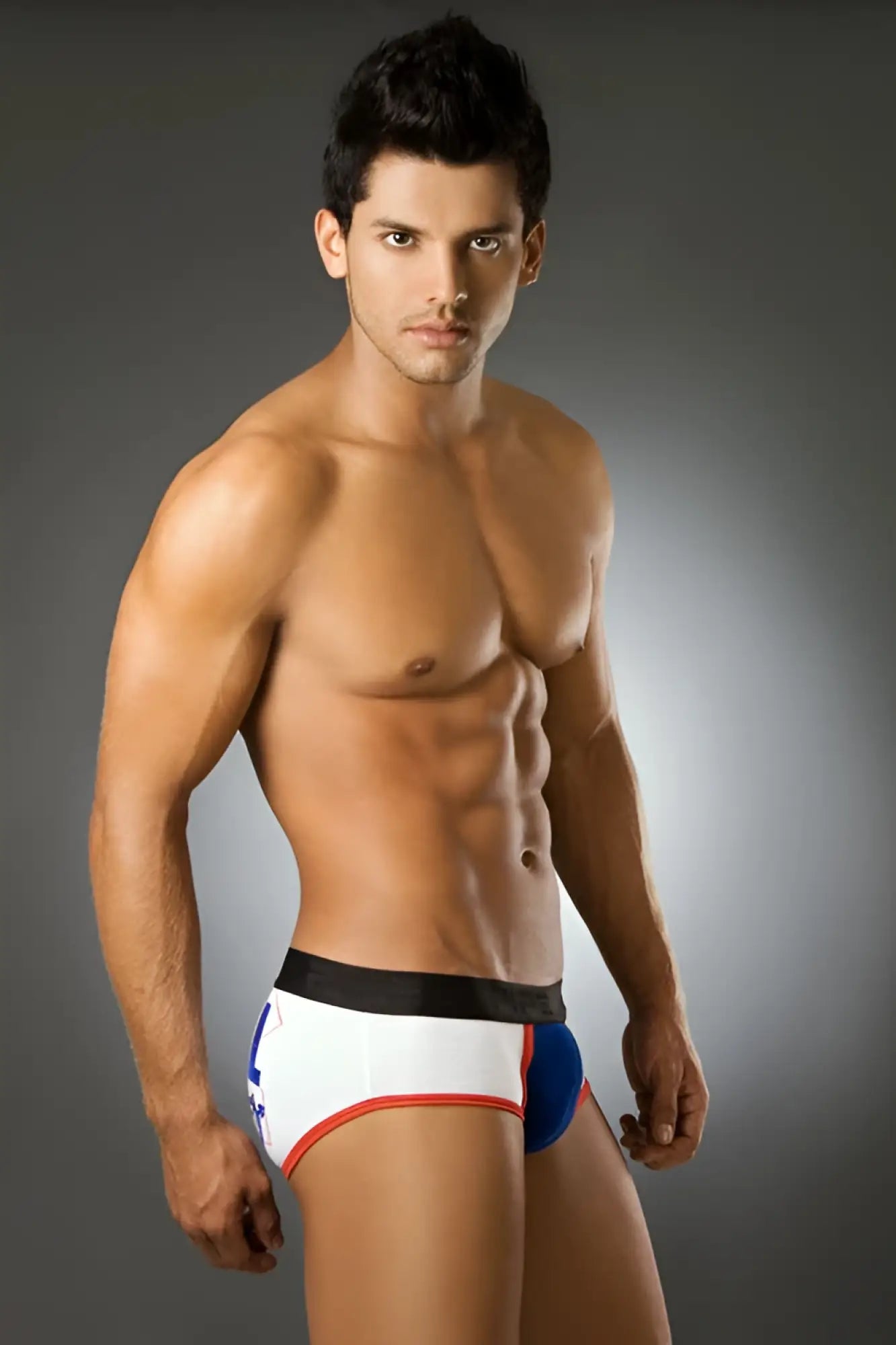 Pipe equal brief underwear bs1003 size s in white red and blue athletic briefs with a black waistband