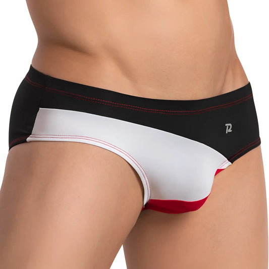Black white and red striped pistol pete ppj029 menâ€™s briefs with sleek design and comfortable fit