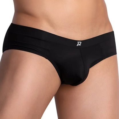 Black menâ€™s briefs pistol pete ppj030 with sleek form-fitting design and subtle white logo on waistband