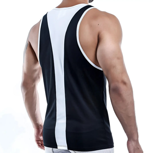 Black and white striped athletic tank top pistol pete ppm008 with sleek fitted design for sports and workouts