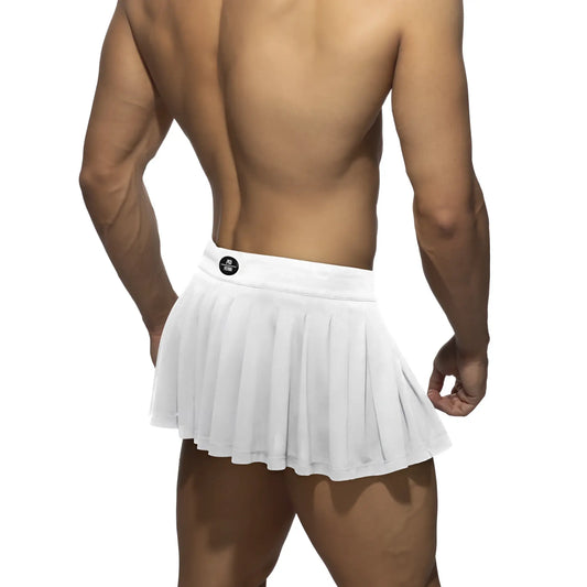 White pleated ring skirt with snug waistband subtle branding ideal for tennis and active wear