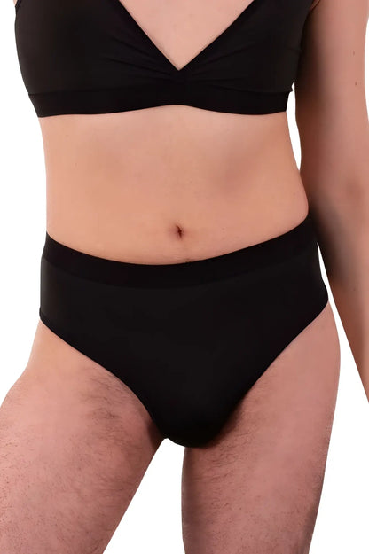 Black plural pl004 briefs made of smooth stretchy fabric with a fitted design and high waist
