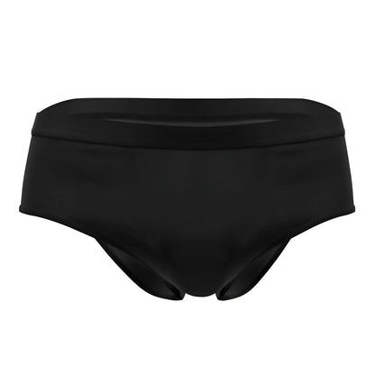 Black plural pl004 briefs featuring a smooth sleek design with elastic waistband swim trunks