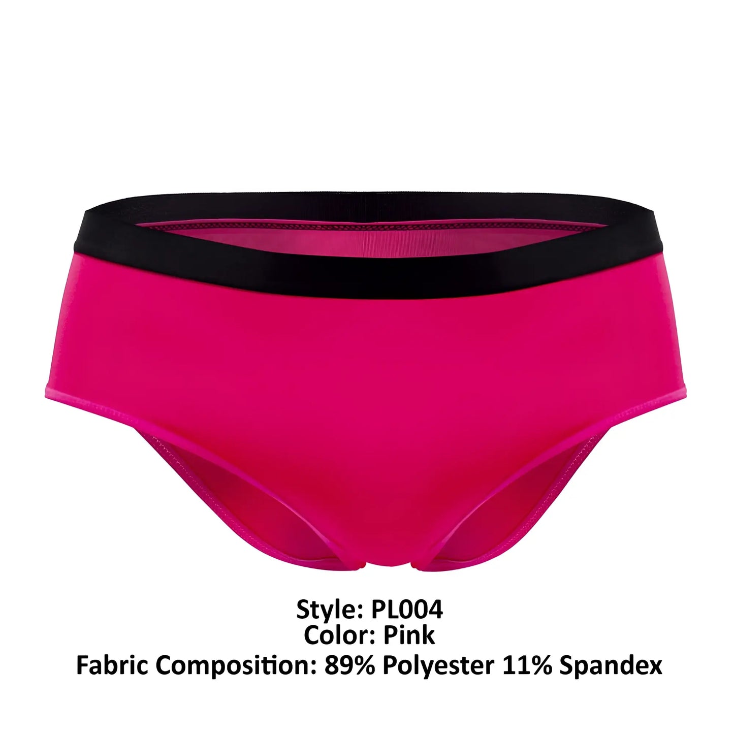 Bright pink plural pl004 briefs with a contrasting black waistband made of soft breathable fabric