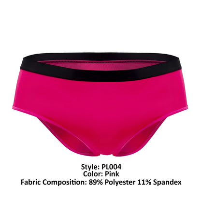 Bright pink plural pl004 briefs with a contrasting black waistband made of soft breathable fabric