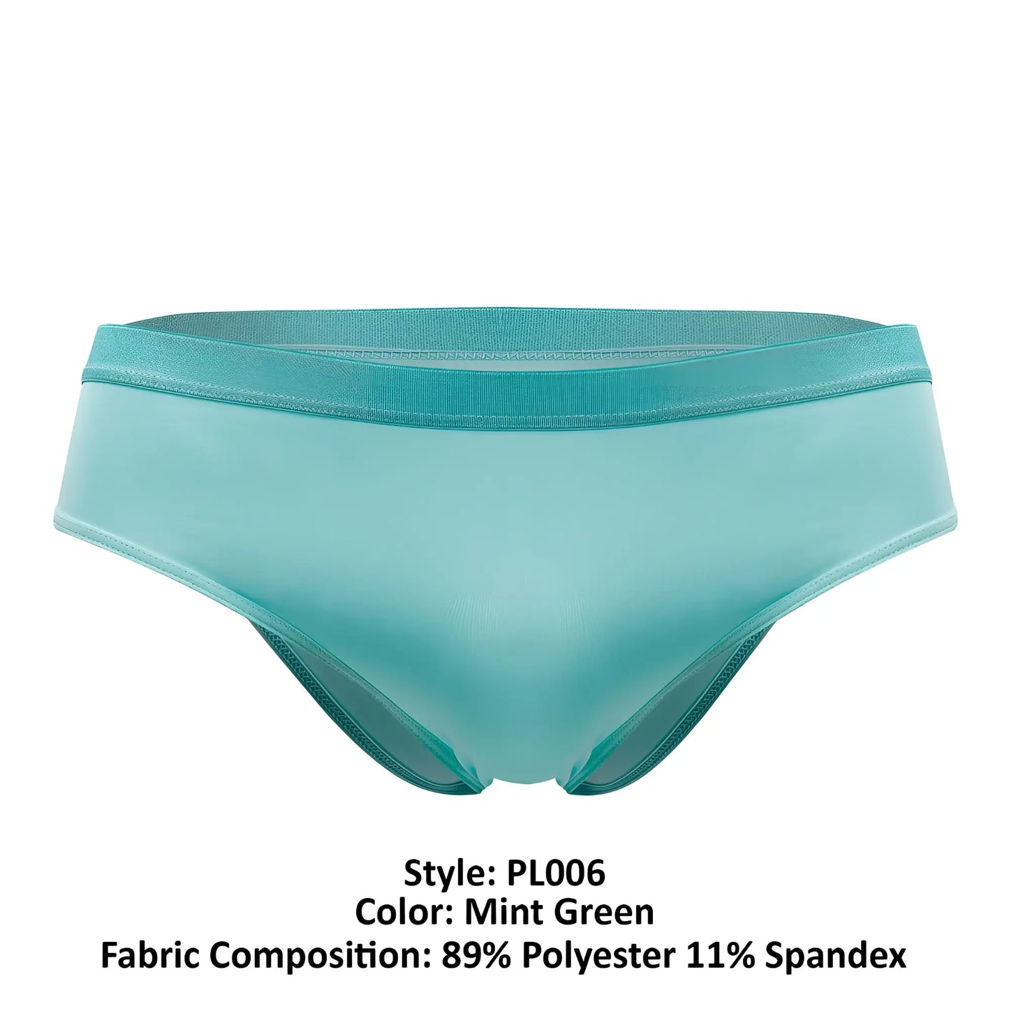 Plural pl006 mint green briefs made of 89% polyester 11% spandex with matching elastic waistband