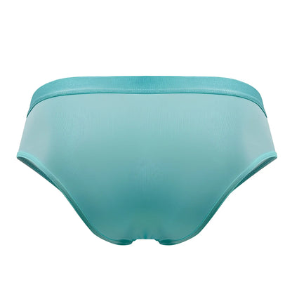 Plural pl006 briefs in mint green feature a sleek solid color with seamless fabric and a smooth ribbed waistband