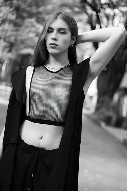 Black mesh crop top plural pl007 with sleek modern design perfect for stylish casual wear