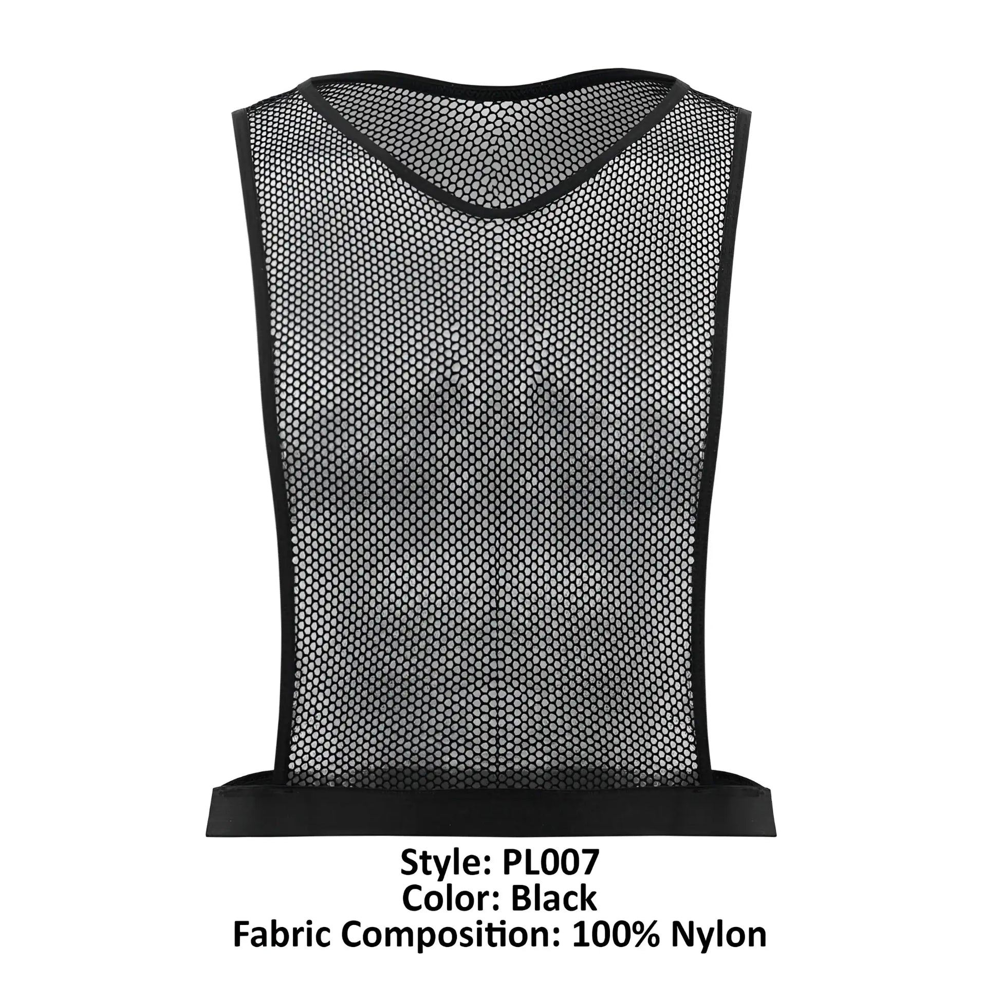 Plural pl007 crop top black black mesh v-neck training vest made of 100 nylon with elasticated hem