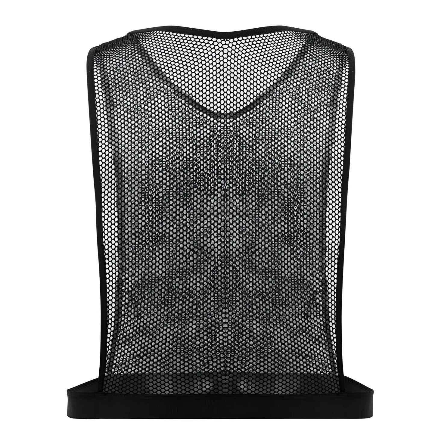 Black mesh v-neck training vest with elasticated waistband from plural pl007 crop top color black product line