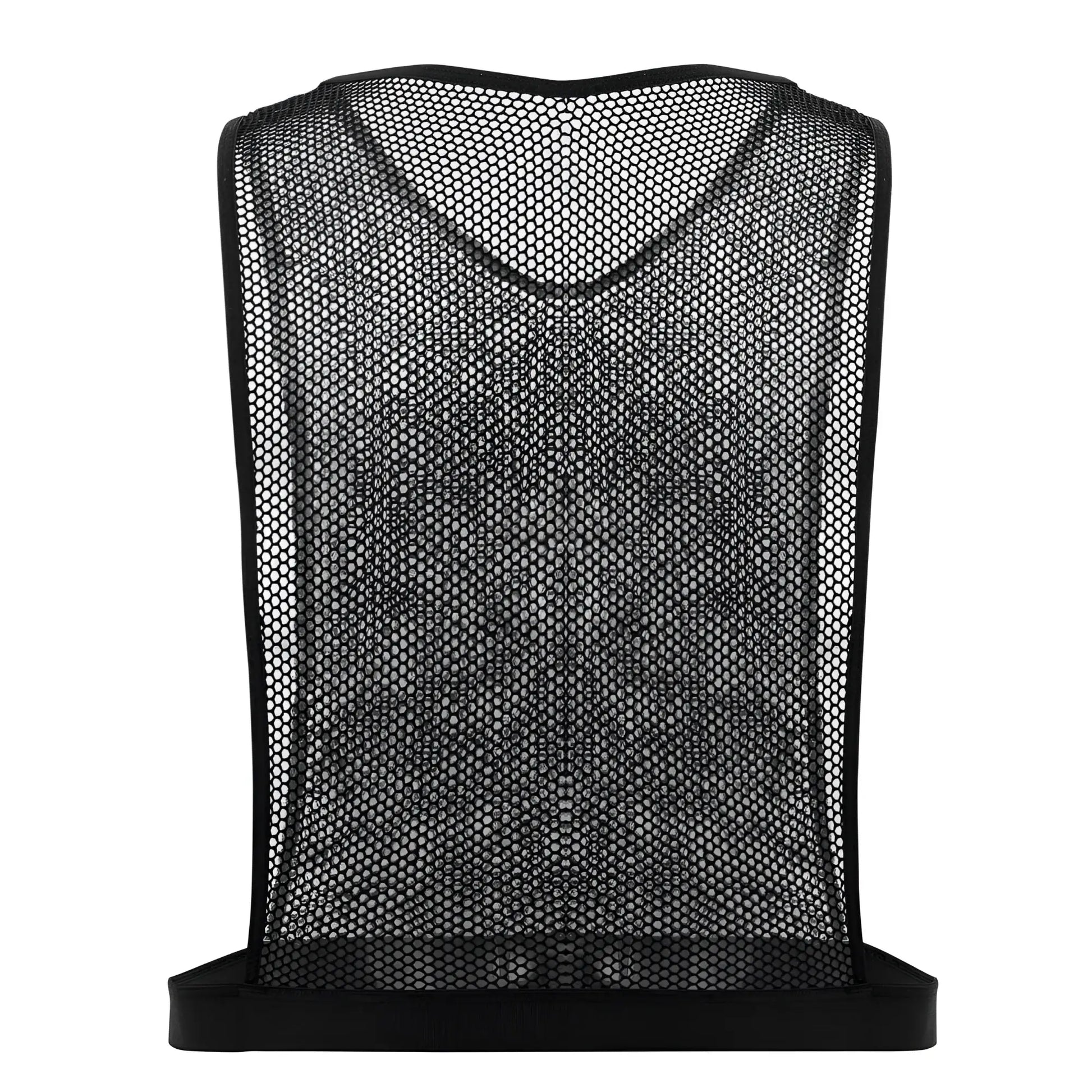 Black mesh v-neck training vest with elasticated waistband from plural pl007 crop top color black product line