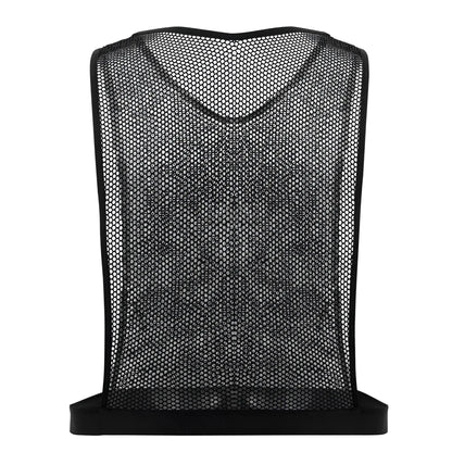 Black mesh v-neck training vest with elasticated waistband from plural pl007 crop top color black product line