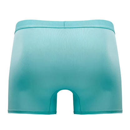 Teal-colored plural pl008 trunks with a smooth ribbed texture and snug-fitting design in mint green color