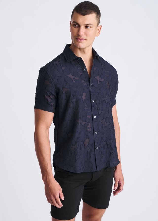 POSTMARC Lightweight Jaquard S/S Shirt - Navy
