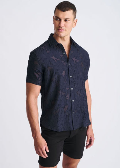 POSTMARC Lightweight Jaquard S/S Shirt - Navy