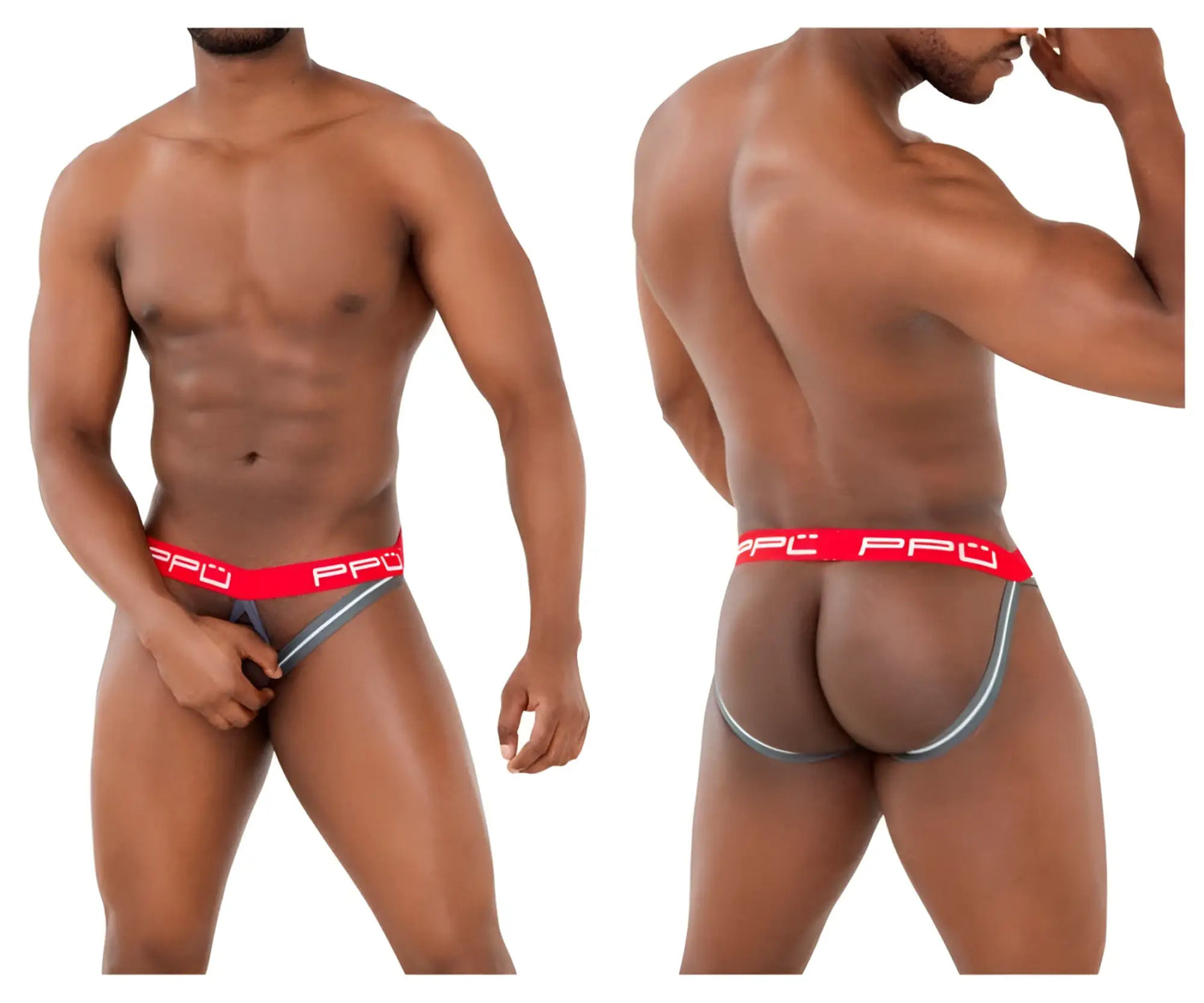 Ppu 2304 ball lifter jockstrap in red and gray with a sleek athletic design for support and comfort