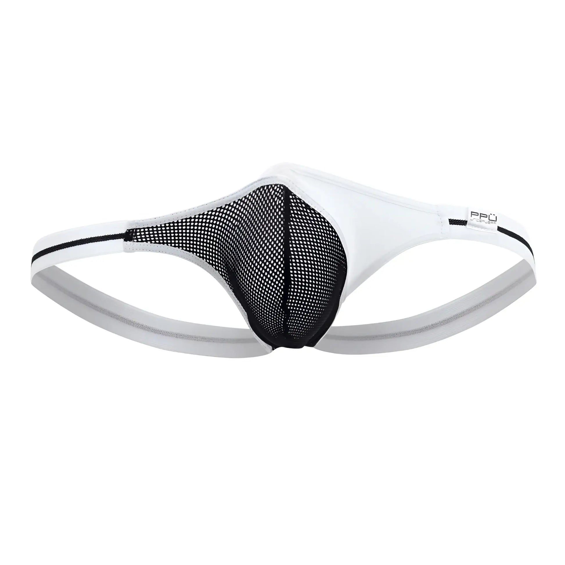 Ppu 2306 thong in white with black mesh features a sleek, modern design for stylish comfort