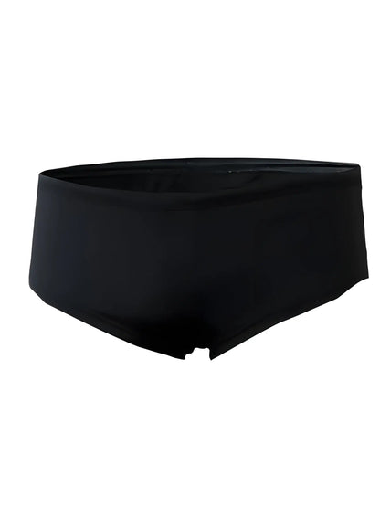 Black pride justin brief swim trunks with a smooth sleek design made of lightweight quick-dry fabric