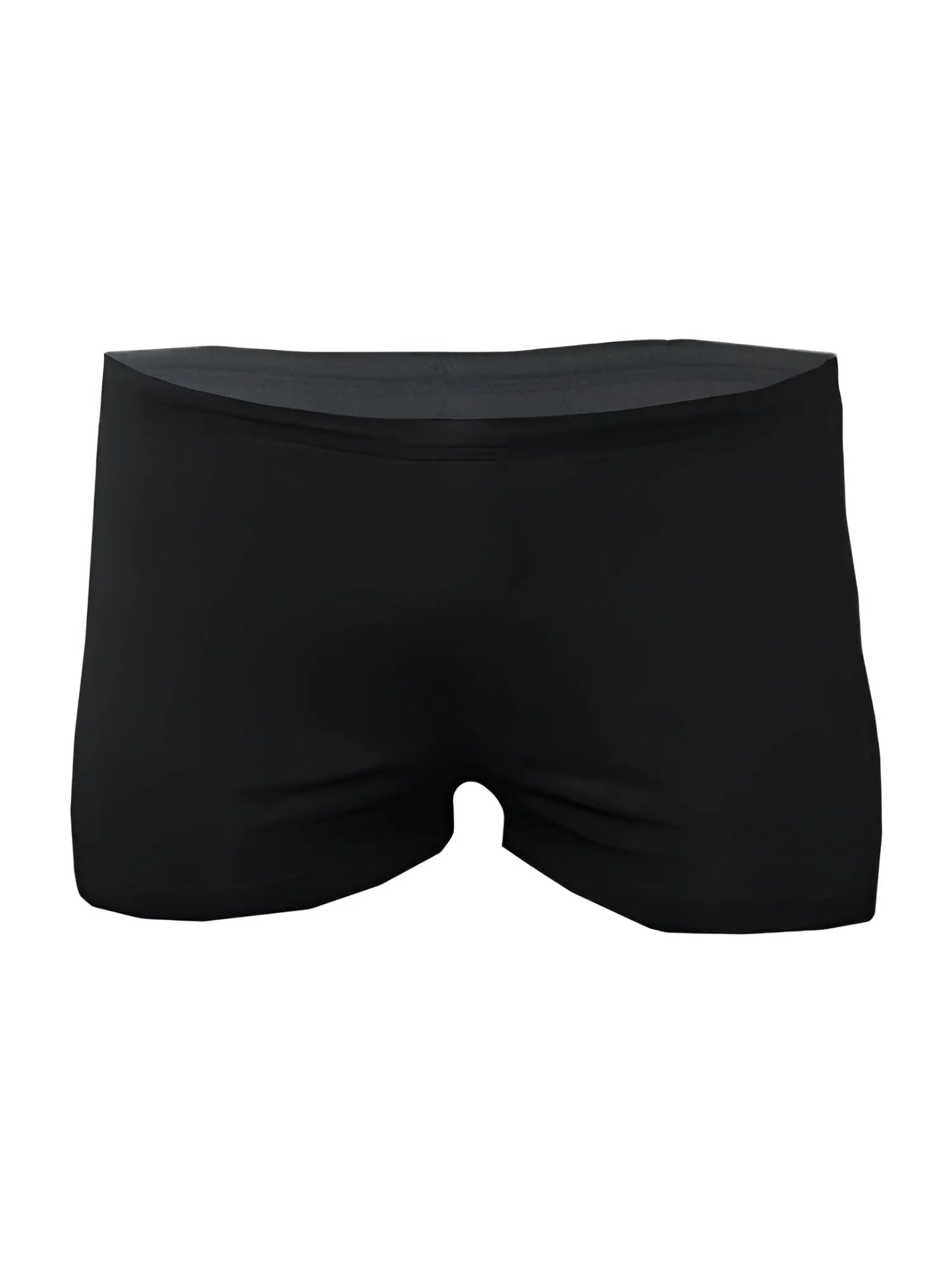 Black pride square trunk briefs with smooth form-fitting fabric and simple elastic waistband front view
