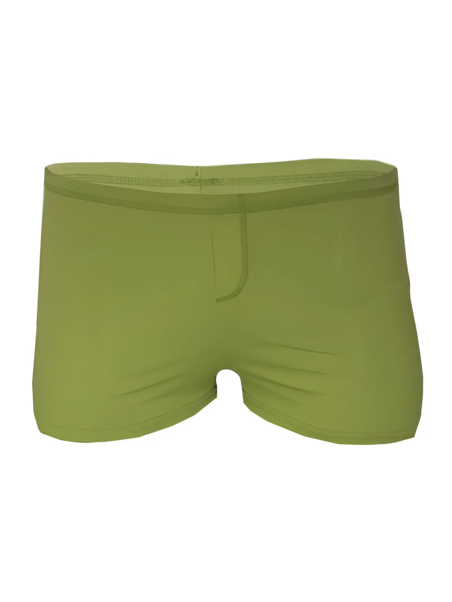 A pair of olive green seamless pride square trunk briefs with flat front and elastic waistband