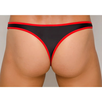 Black pride ultra stretch amplify thong with bold red trim highlighting its ultra stretch material and design