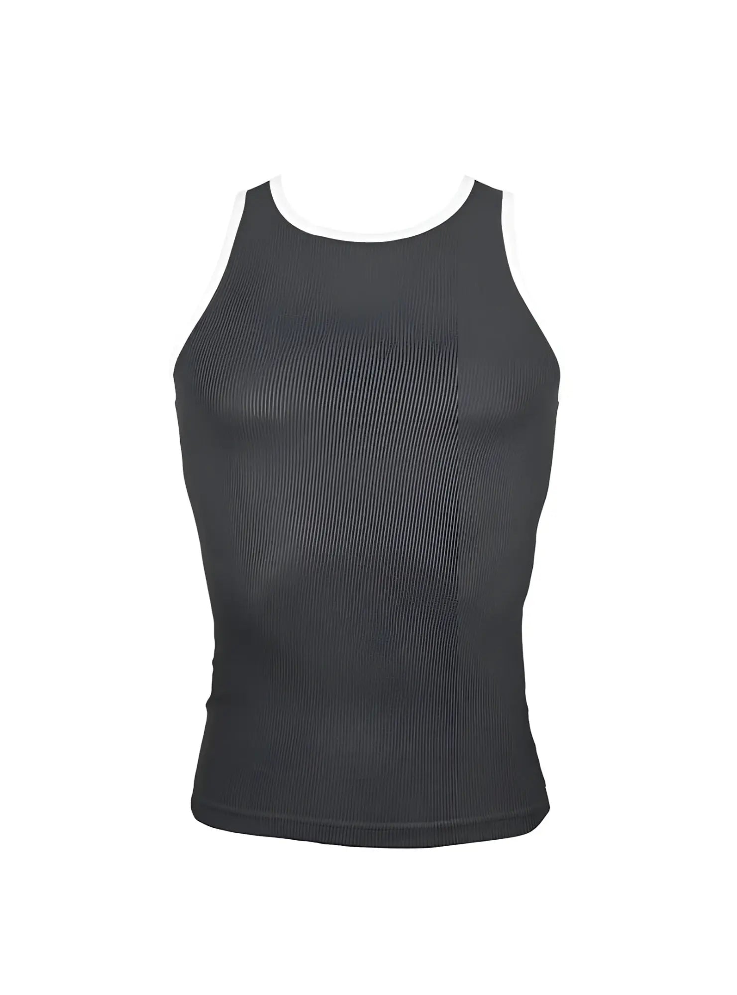 Black pride USA ribbed cotton tank top with white trim around the neckline in a sleeveless design