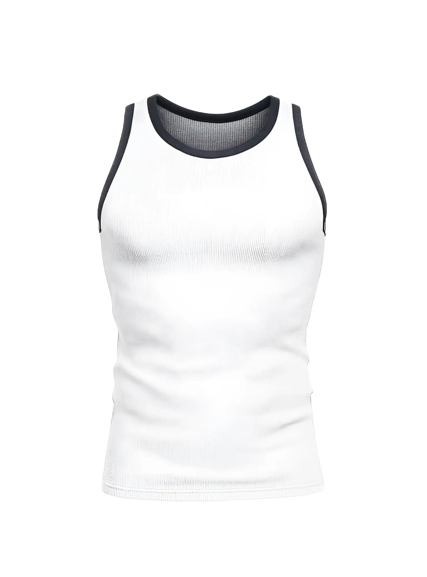 White ribbed cotton pride usa tank top with black trim around neckline and armholes for casual wear