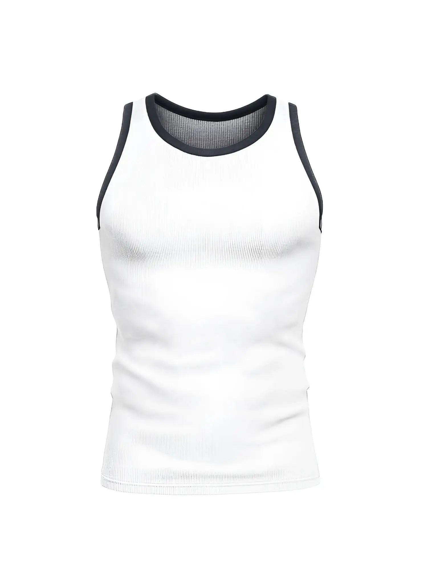 White ribbed cotton pride usa tank top with black trim around neckline and armholes for casual wear