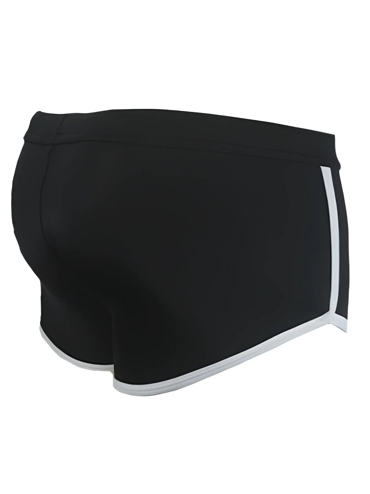 Black pride vince trunk athletic shorts with white side stripes and matching white hem trim designed for active use