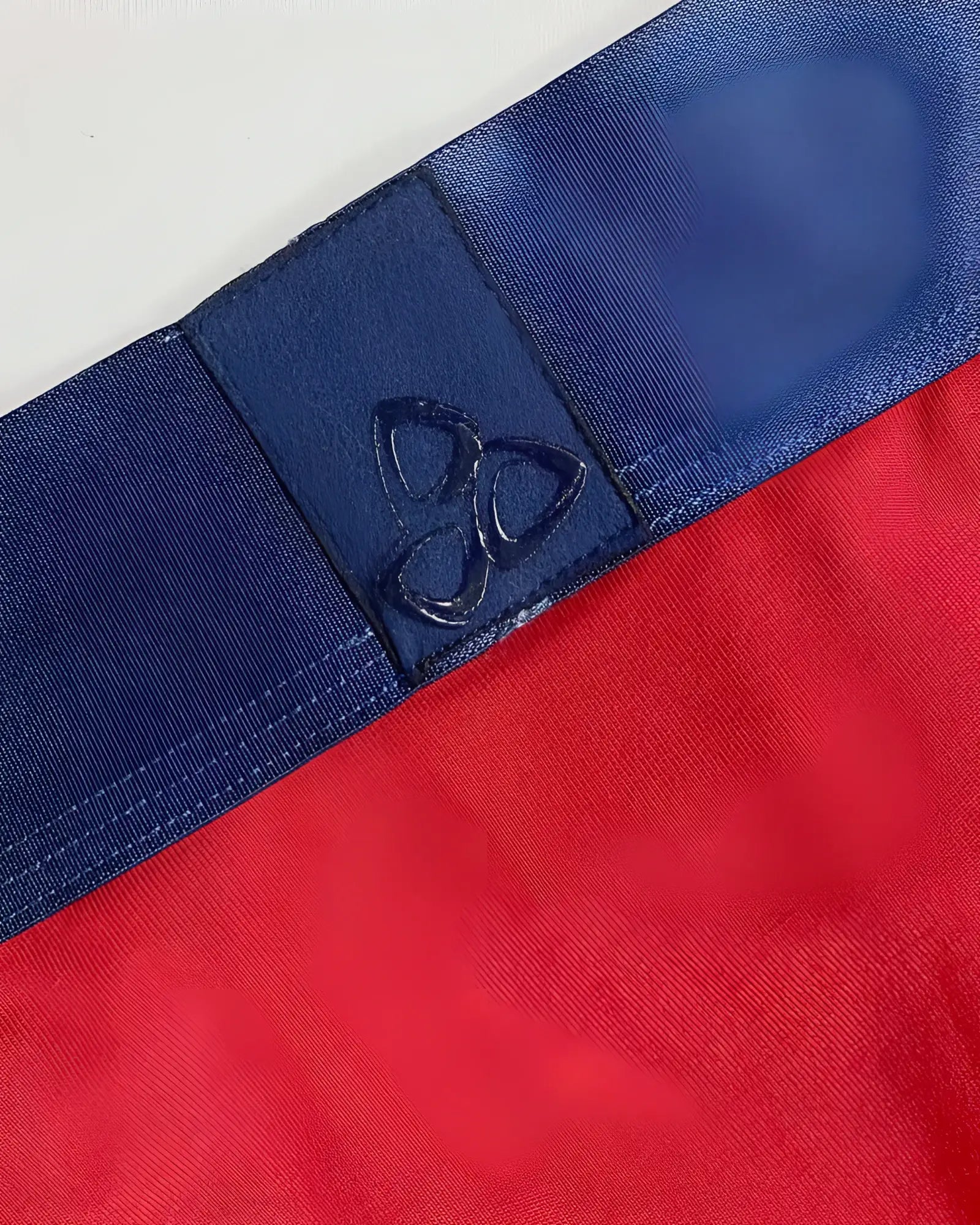 Blue elastic waistband with stitched logo patch on red falcon private structure baut4388 athlete mini briefs