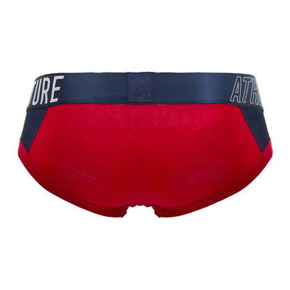 Private Structure BAUT4388 athlete mini briefs in red falcon with red and navy blue sporty design