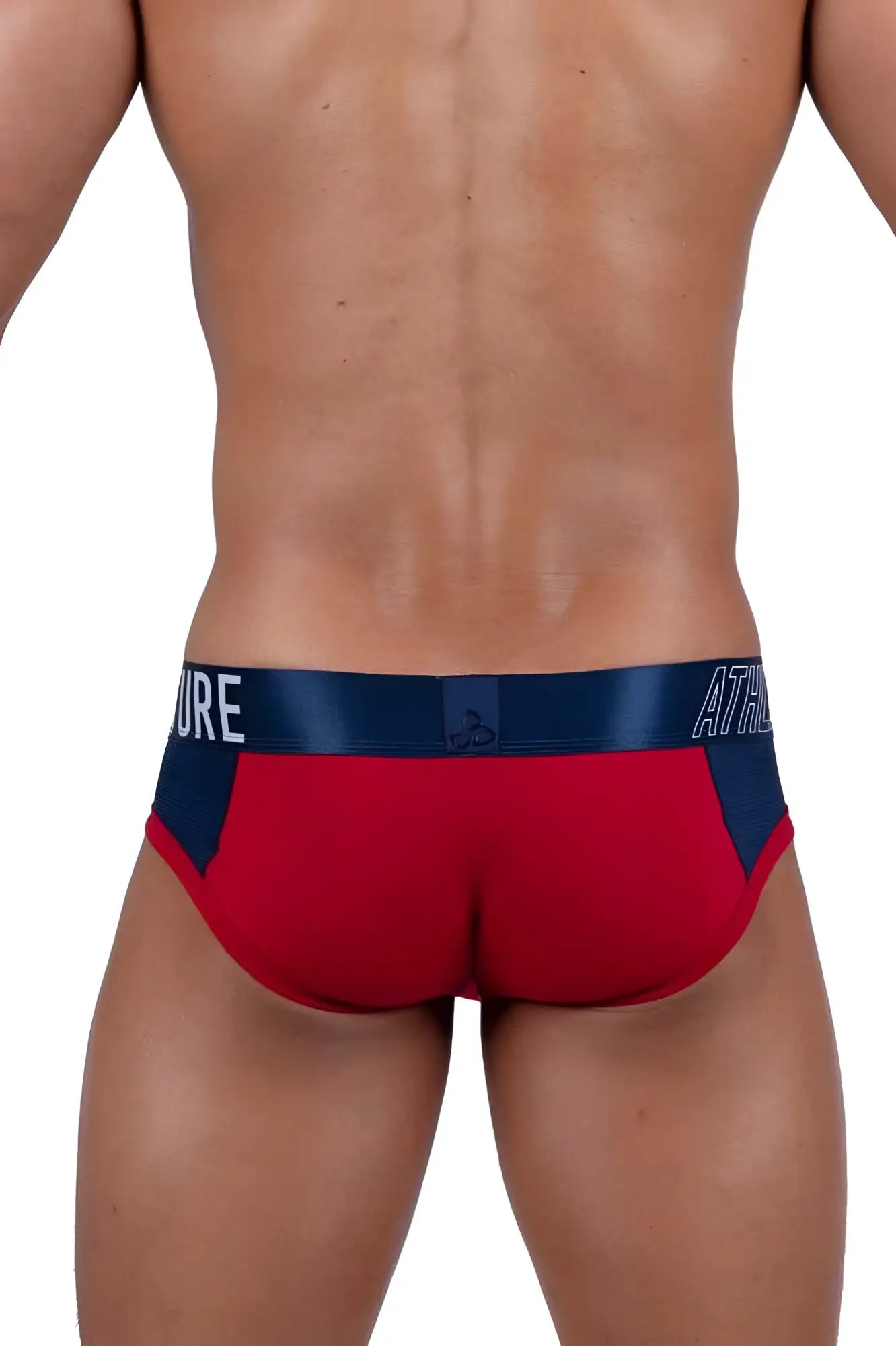 Red and navy blue sleek form-fitting private structure baut4388 athlete mini briefs designed for active wear