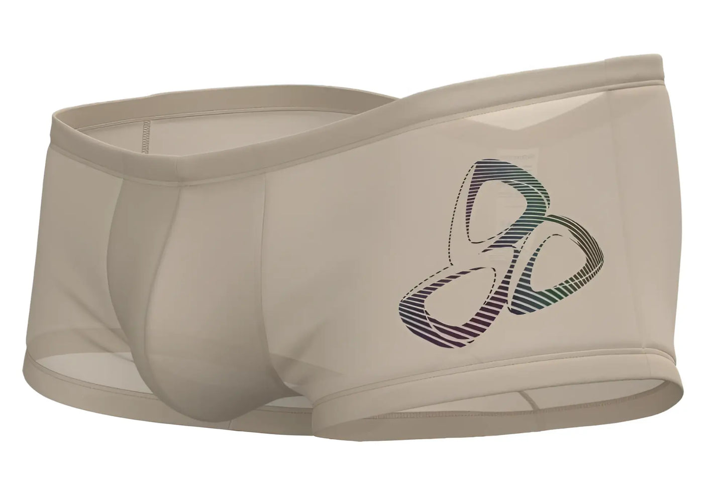 Beige athletic briefs private structure brut4390 bare hipster color nude with colorful striped olympic logo design