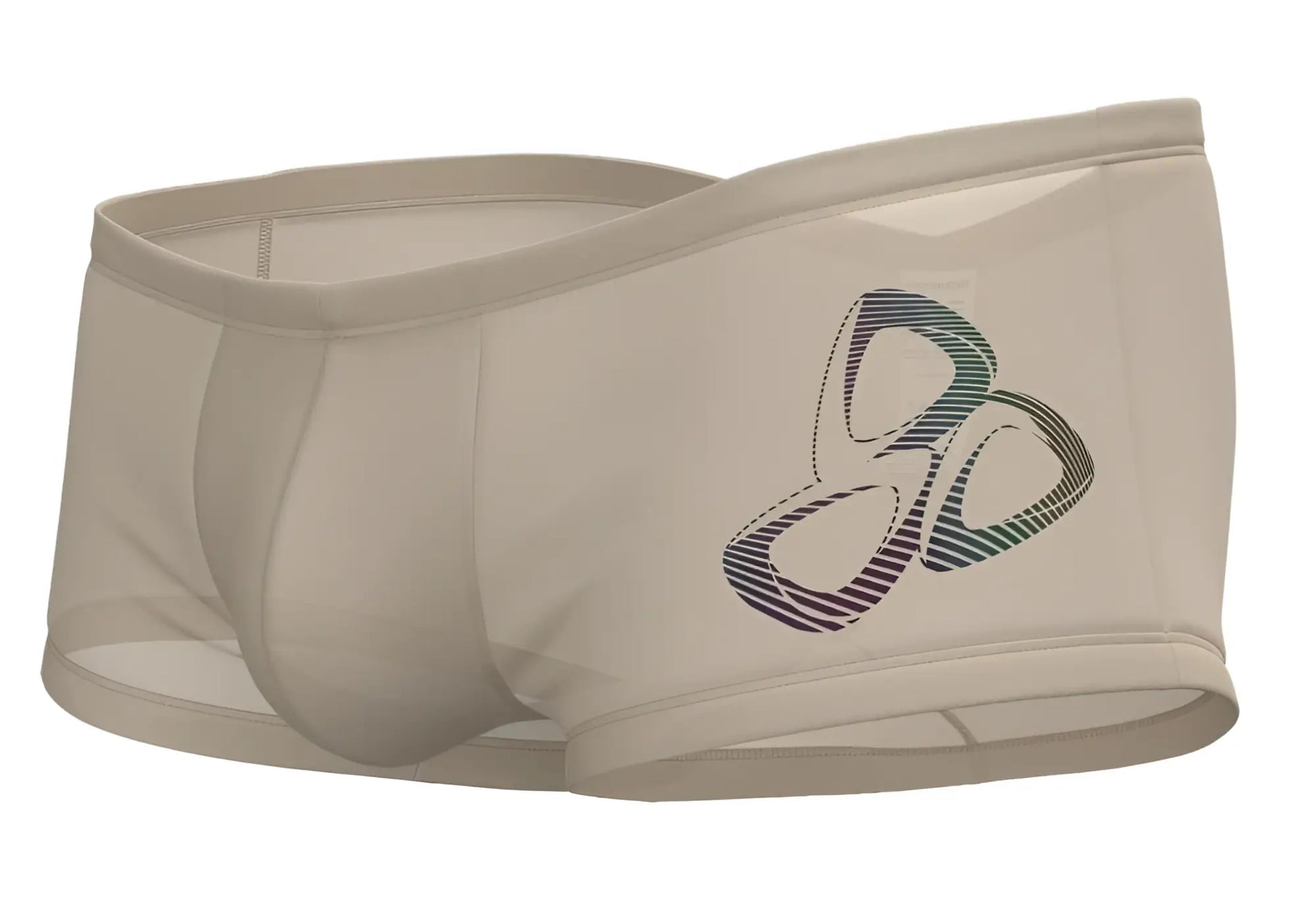 Beige athletic briefs private structure brut4390 bare hipster color nude with colorful striped olympic logo design