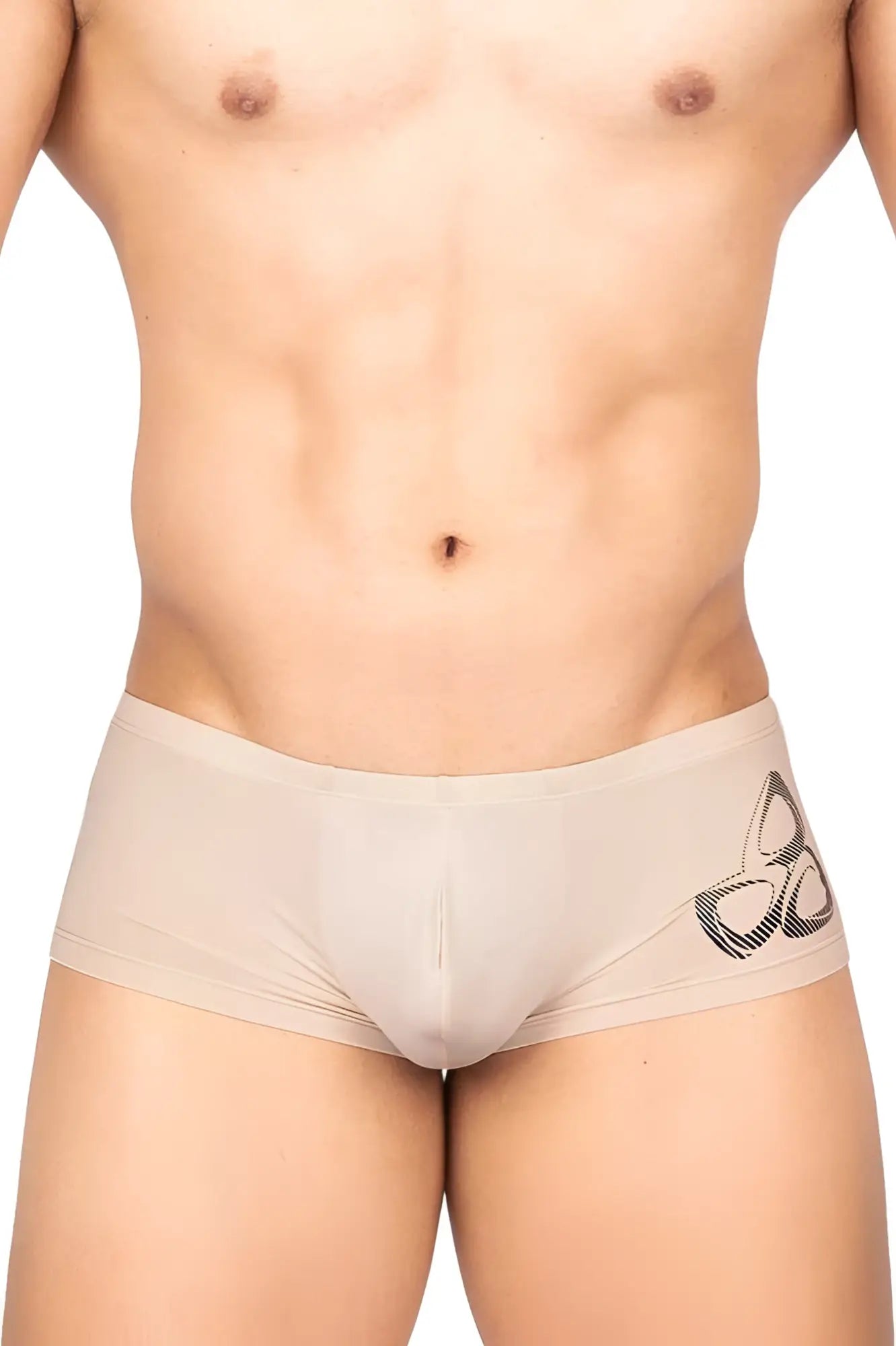 Beige men’s briefs private structure brut4390 bare hipster nude with black geometric logo on the side