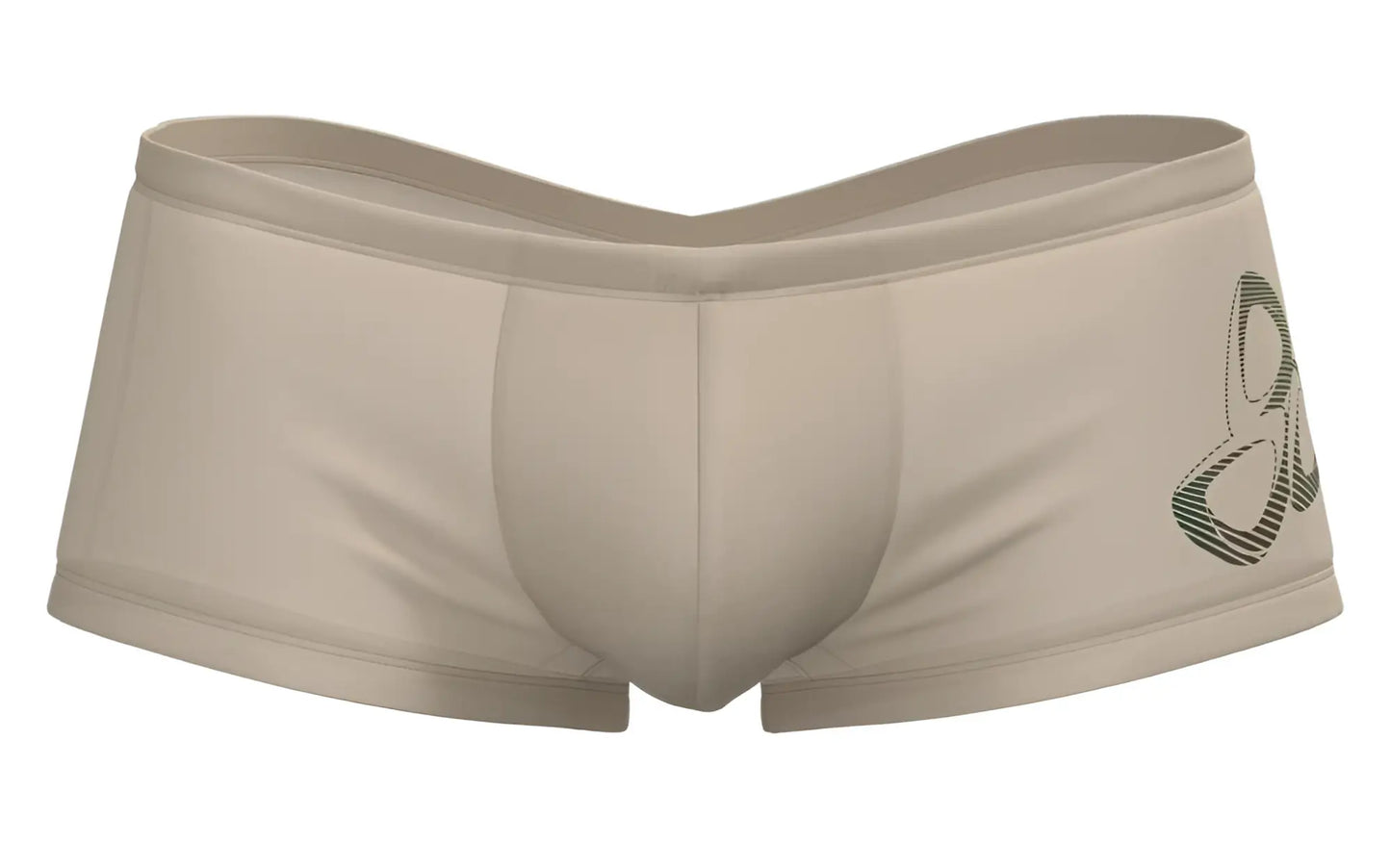 Beige private structure brut4390 bare hipster briefs with a subtle green logo on the side in nude color