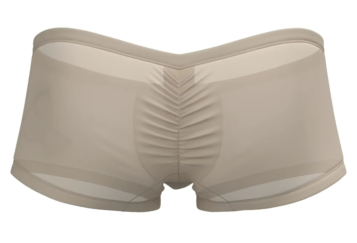 Beige sheer mesh briefs with ruched back panel and elastic waistband from Private Structure BRUT4390 Bare Hipster nude color