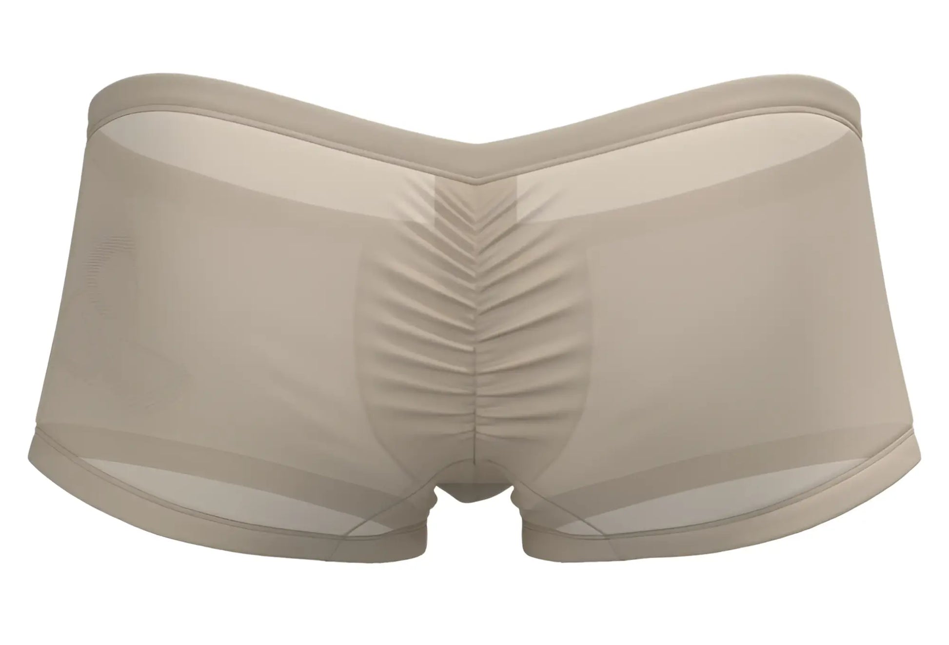 Beige sheer mesh briefs with ruched back panel and elastic waistband from Private Structure BRUT4390 Bare Hipster nude color