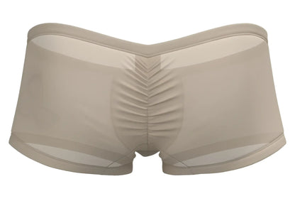 Beige sheer mesh briefs with ruched back panel and elastic waistband from Private Structure BRUT4390 Bare Hipster nude color