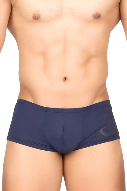 Private structure brut4390 bare hipster navy blue athletic briefs with subtle dark gray logo on the side