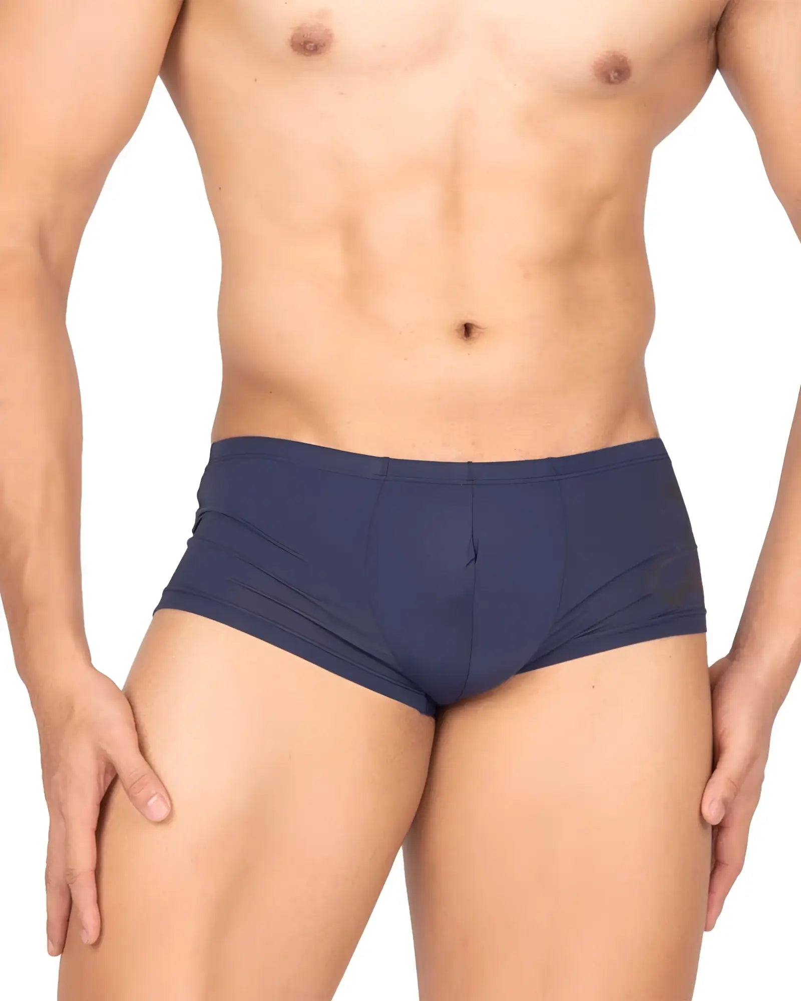 Private Structure Brut4390 Bare hipster briefs in silk navy with smooth form fitting fabric and subtle front seam detail