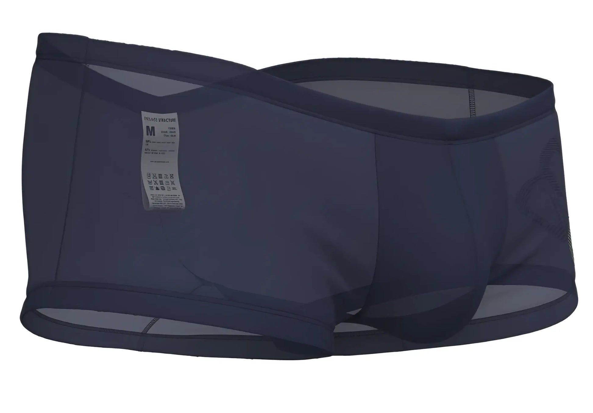 Dark navy blue mesh boxer briefs with reinforced waistband and contoured design from Private Structure BRUT4390 Bare Hipster Silk Navy